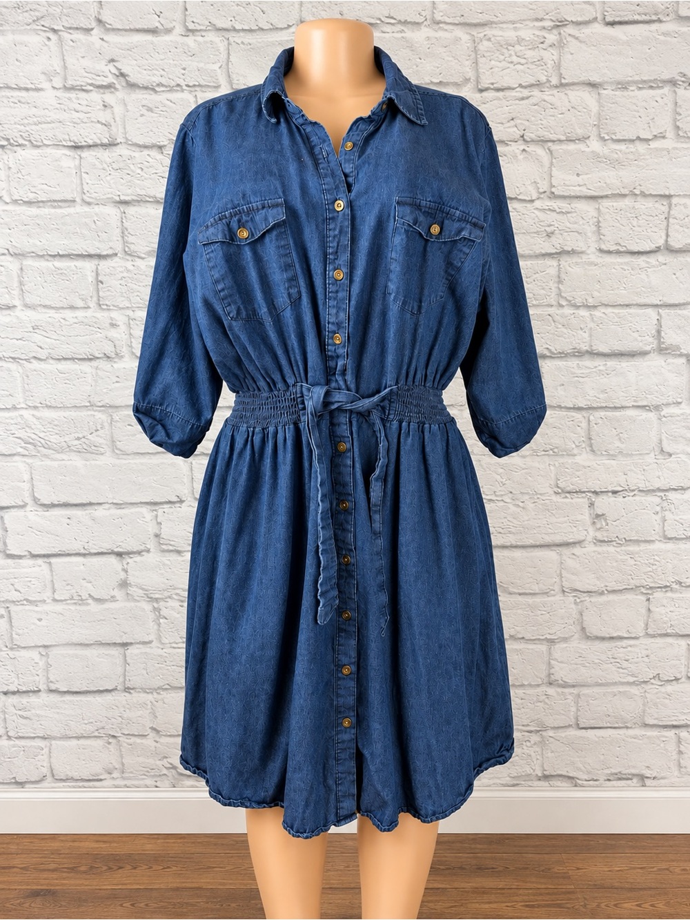 Millenium Women’s 2X Chambray Denim Shirt Dress Button Front Belted